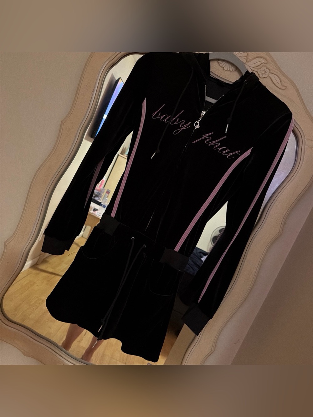 Baby Phat Black Velour Romper